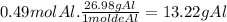0.49 mol Al.\frac{26.98g Al}{1 mol de Al}= 13.22 g Al
