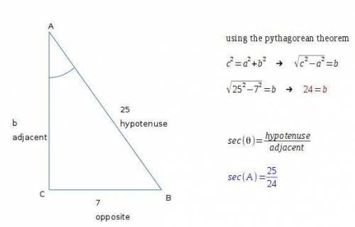 In triangle abc angle c is a right angle find the value of the trig function indicated. find sec a i