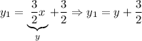 y_1=\underbrace{\dfrac{3}{2}x}_{y}+\dfrac{3}{2}\Rightarrow y_1=y+\dfrac{3}{2}