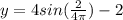 y=4sin(\frac{2\pit }{4\pi } )-2
