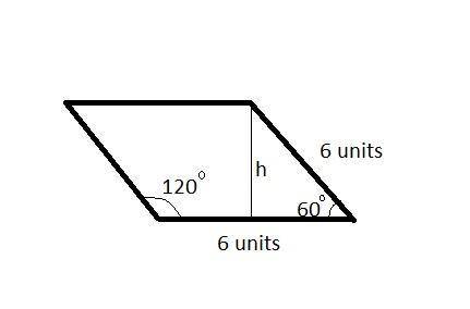 Find the area of a rhombus with side length 6 and an interior angle with measure $120^\circ$.