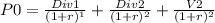 P0=\frac{Div1}{(1+r)^{1} }+\frac{Div2}{(1+r)^{2} }+\frac{V2}{(1+r)^{2} }