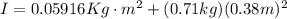 I =0.05916Kg\cdot m^2+ (0.71kg)(0.38m)^2