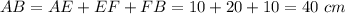 AB=AE+EF+FB=10+20+10=40\ cm