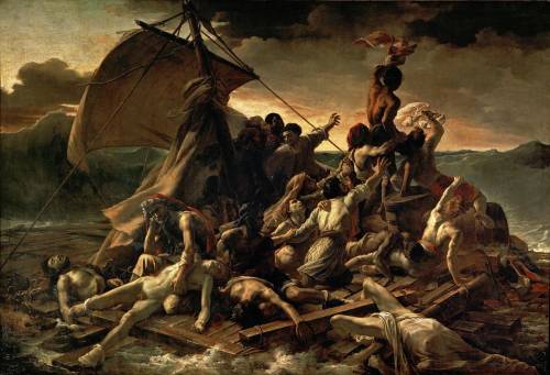 In the image above, entitled raft of the medusa, the artist wanted to give  to the man waving the fl