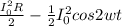 \frac{I^{2}_{0}R}{2}-\frac{1}{2}I^{2}_{0}cos2wt