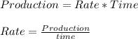 Production=Rate*Time\\\\Rate=\frac{Production}{time}