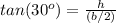 tan(30^o)=\frac{h}{(b/2)}