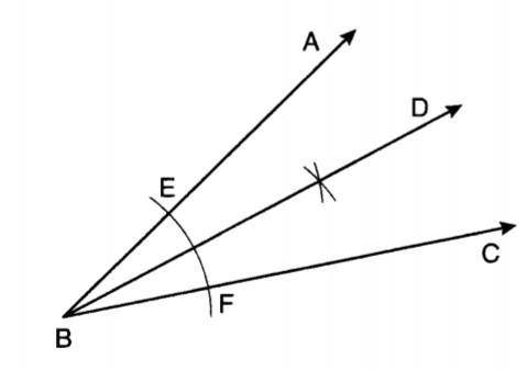 Astraightedge and compass were use to create the construction below. arc ef was drawn from point b,