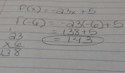 Plz answer i will give brainliest and 100 ! 1 consider the function f(x)=−23x+5. what is f(−6)?  ent