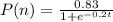 P(n) = \frac{0.83}{1+e^{-0.2t}}