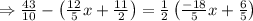 \Rightarrow \frac{43}{10}-\left(\frac{12}{5} x+\frac{11}{2}\right)=\frac{1}{2}\left(\frac{-18}{5} x+\frac{6}{5}\right)