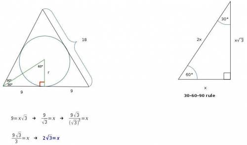 Find the area of a circle circumscribed about an equilateral triangle whose side is 18 inches long