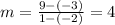 m=\frac{9-(-3)}{1-(-2)}=4