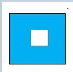 The large square below has a side length of 8 inches, and the smaller white square inside the large