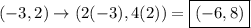 (-3,2)\rightarrow (2(-3), 4(2))=\boxed{(-6,8)}