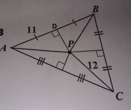 In each triangle p is the circumcenter use circumcenter theorem to solve for the givin values