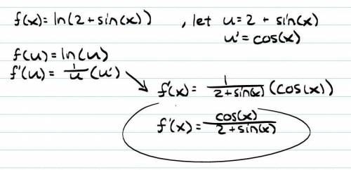 Ln(2+sinx) how do u find the derivative