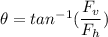 \theta =tan^{-1}(\dfrac{F_v}{F_h})