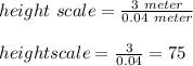 height\ scale = \frac{3\ meter}{0.04\ meter}\\\\height scale = \frac{3}{0.04} = 75