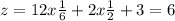 z=12x\frac{1}{6}+2x\frac{1}{2}+3=6