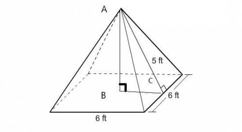 Someone   what is the volume of the pyramid?  540 ft3 48 ft3 432 ft3 150 ft3