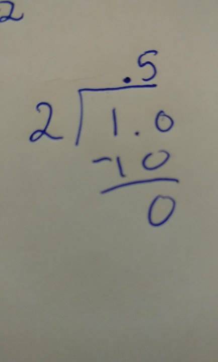 Had do i divide fraction into decimal 1/2=?