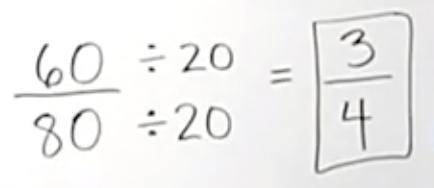 How can you write a fraction equivalent to 60/80 and with a denominator that is less than 80?