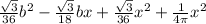 \frac{ \sqrt{3} }{36}b^{2}-\frac{ \sqrt{3} }{18}bx+ \frac{ \sqrt{3} }{36}x^{2}+\frac{1}{4 \pi } x^{2}