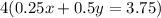 4(0.25x+0.5y = 3.75)