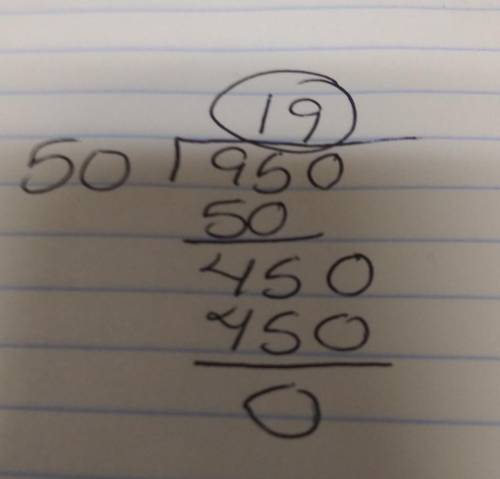 50 divided by 950 long division