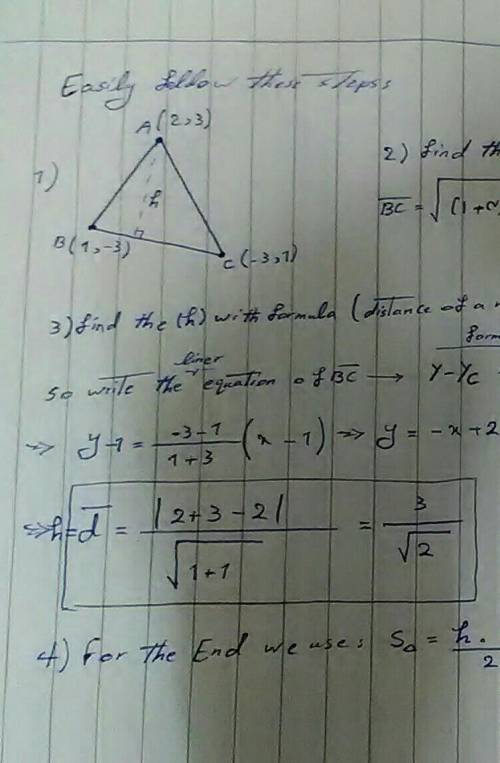 Plz  fastt find the area of triangle abc with vertices a(2, 3), b(1, -3), and c(-3, 1). a. 10 units2