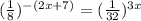 (\frac{1}{8})^{-(2x+7)}=(\frac{1}{32})^{3x}