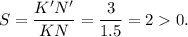 S=\dfrac{K'N'}{KN}=\dfrac{3}{1.5}=20.