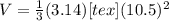 V= \frac{1}{3}  (3.14) <img src=