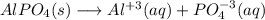 AlPO_4 (s) \longrightarrow Al^{+3} (aq) + PO_4^{-3}(aq)