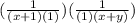 (\frac{1}{(x+1)(1)})(\frac{1}{(1)(x+y)} )