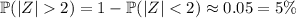 \mathbb P(|Z|2)=1-\mathbb P(|Z|