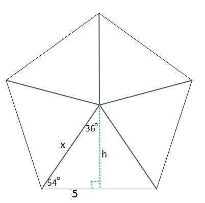 Aregular pentagonal prism has a height of 14 in. and a base edge length of 10 in. identify its later