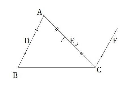 Prove:  the segment joining the midpoints of two sides of a triangle is parallel to the third side.