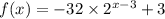 f(x) = -32 \times 2^{x-3} +3