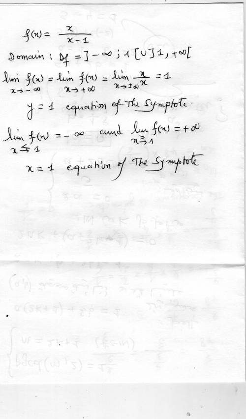 How is a slant asymptote present in the equation f(x)= x/(x-1)