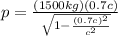 p=\frac{(1500kg)(0.7c)}{\sqrt{1-\frac{(0.7c)^{2}}{c^{2}}}}