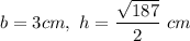 b=3cm,\ h=\dfrac{\sqrt{187}}{2}\ cm
