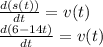 \frac {d (s (t))} {dt} = v (t)\\\frac {d (6-14t)} {dt} = v (t)