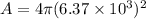 A = 4\pi (6.37\times 10^3)^2