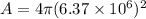 A=4\pi (6.37\times 10^6)^2