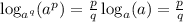 \log_{a^q}(a^p)=\frac{p}{q} \log_a(a)=\frac{p}{q}