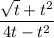 \dfrac{\sqrt t+t^2}{4t-t^2}