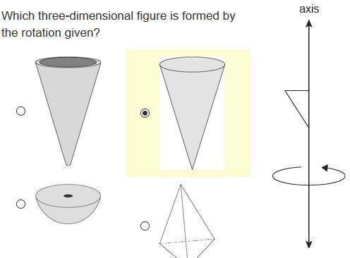 Asap! 30 points! which three-dimensional shape is formed by the rotation given?